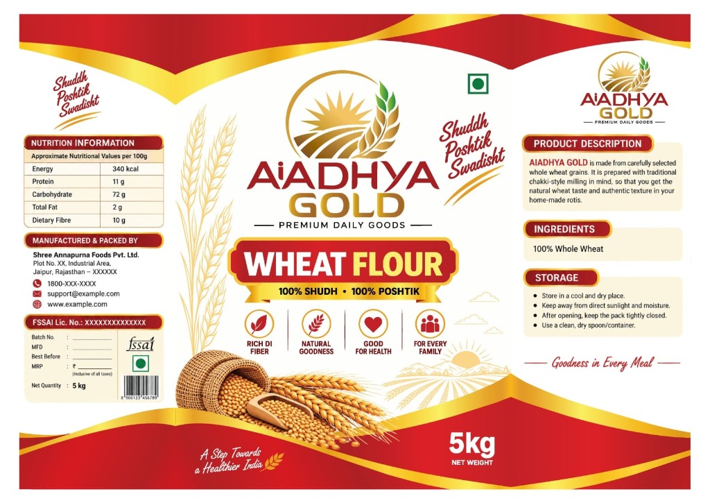 AIADHYA GOLD Sharbati Whole Wheat Atta